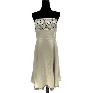 Tahari Womens Strapless Cocktail Dress Size 6 Rhinestones Sequins Party Glam